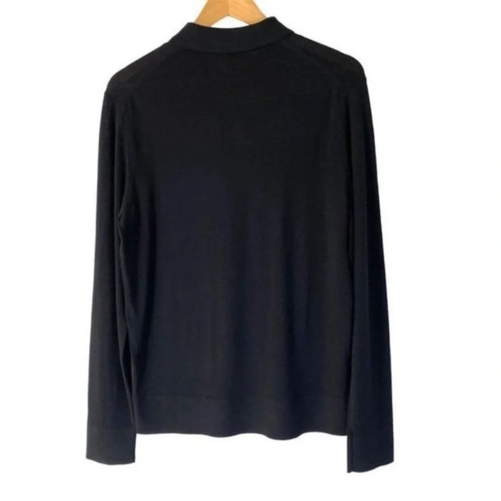 NWT Merino Wool Polo Long Sleeve Black Sweater Sz XL by Bloomingdale's